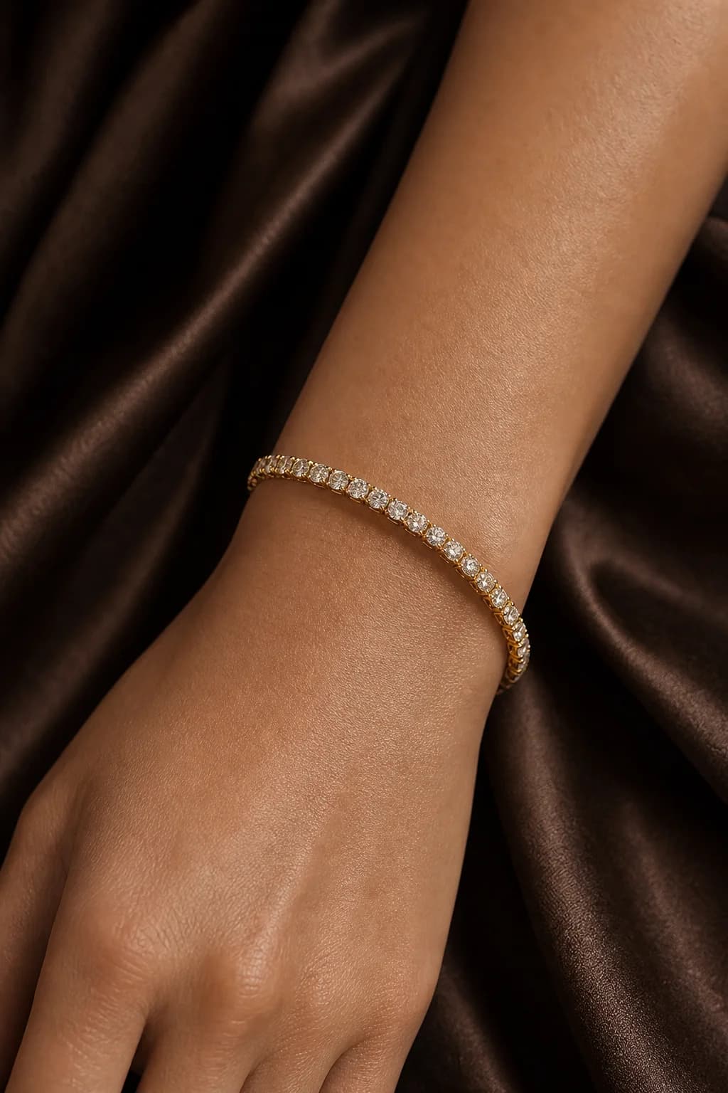 Woman wearing lab-grown diamond jewelry from Trichel & Co. fine diamond jewelry