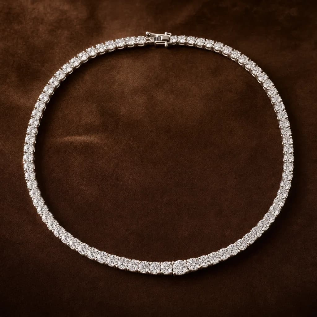 Lab-Grown Diamond Tennis Necklace (14K White Gold)