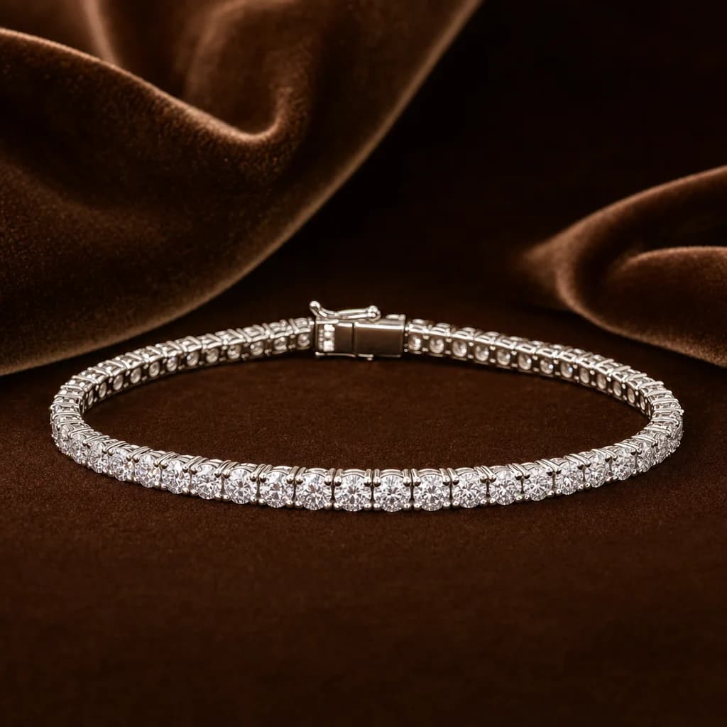 Lab-Grown Diamond Tennis Bracelet (14K White Gold)