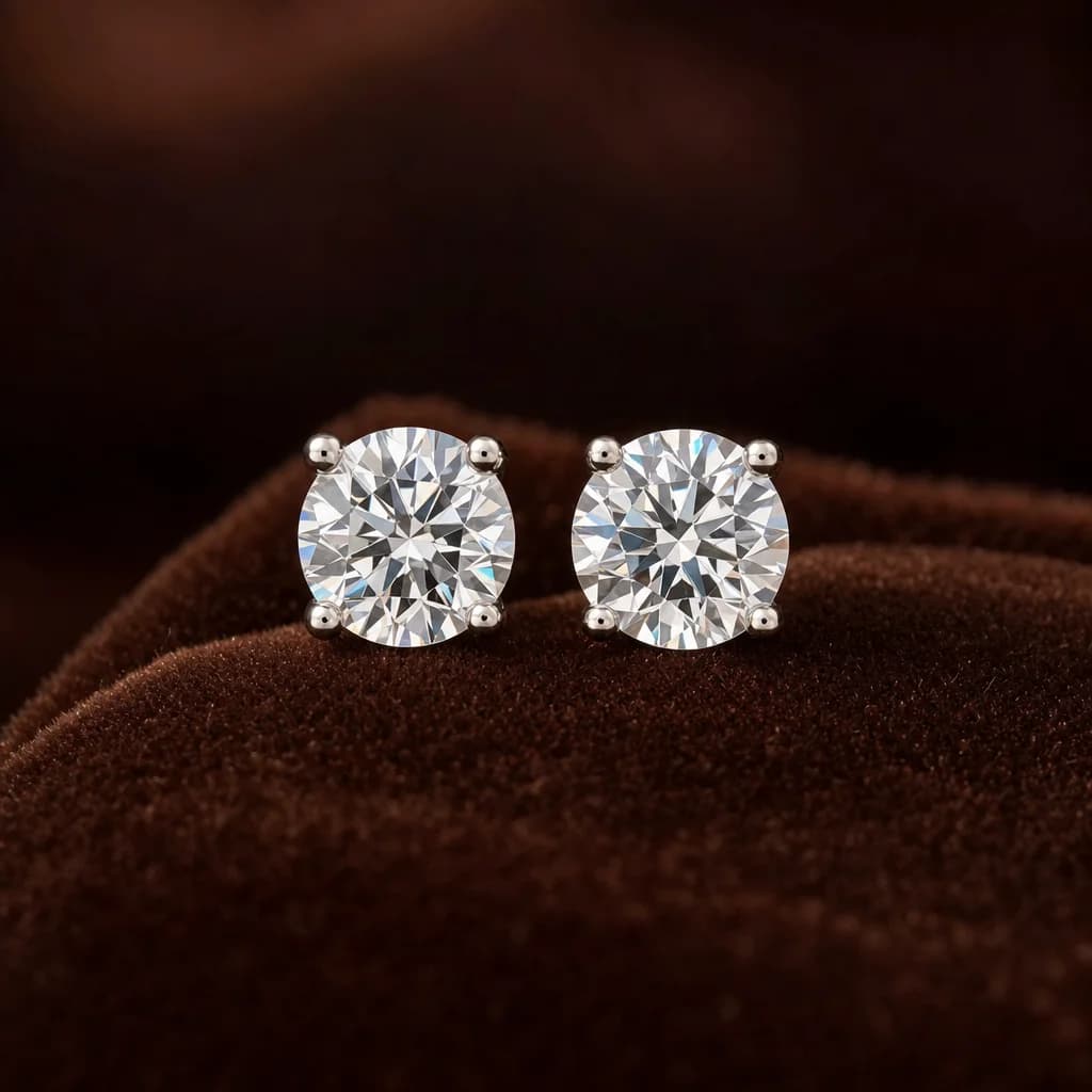 Lab-Grown Diamond Stud Earrings (14K White Gold)