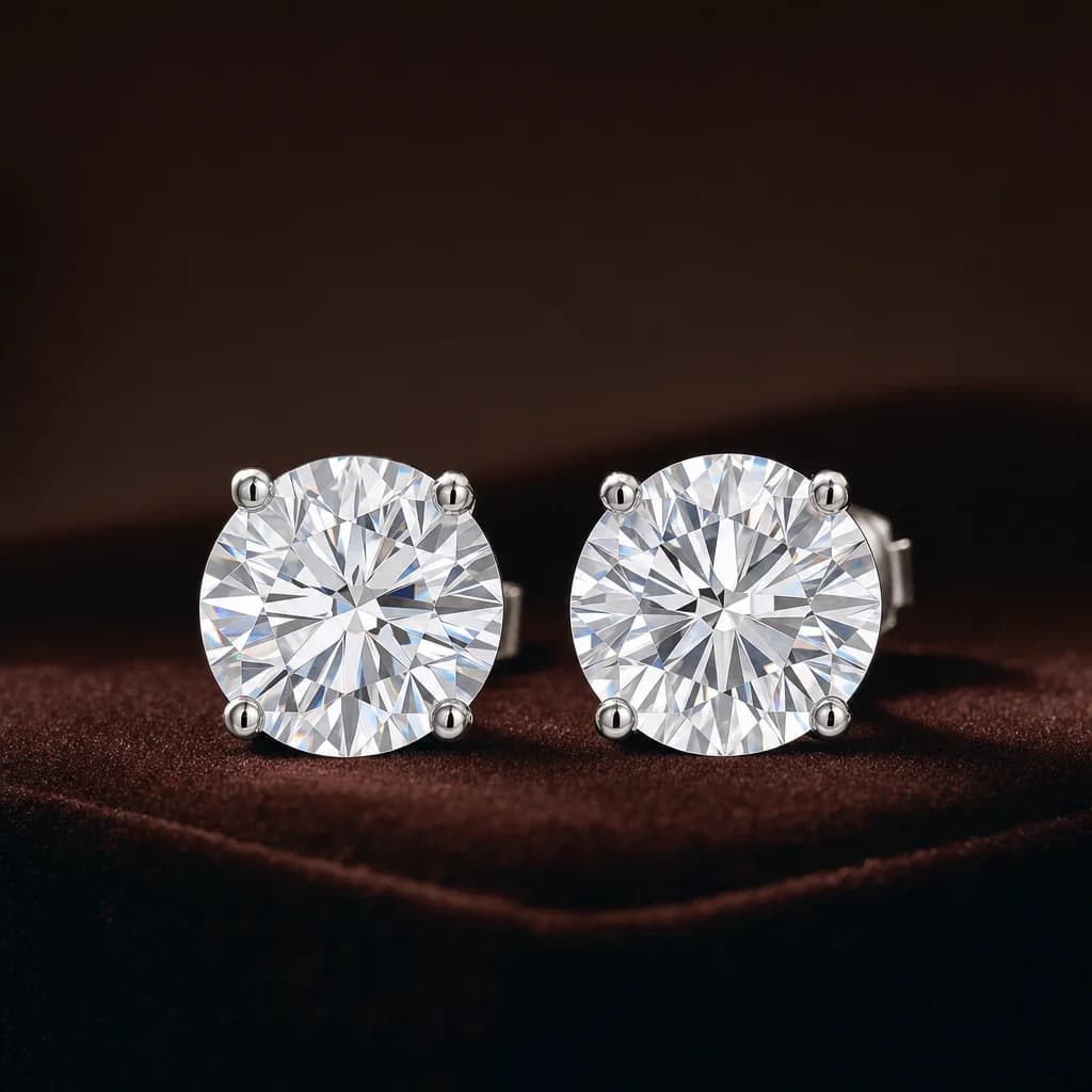 Round Brilliant Diamond Stud Earrings — 5ct 1