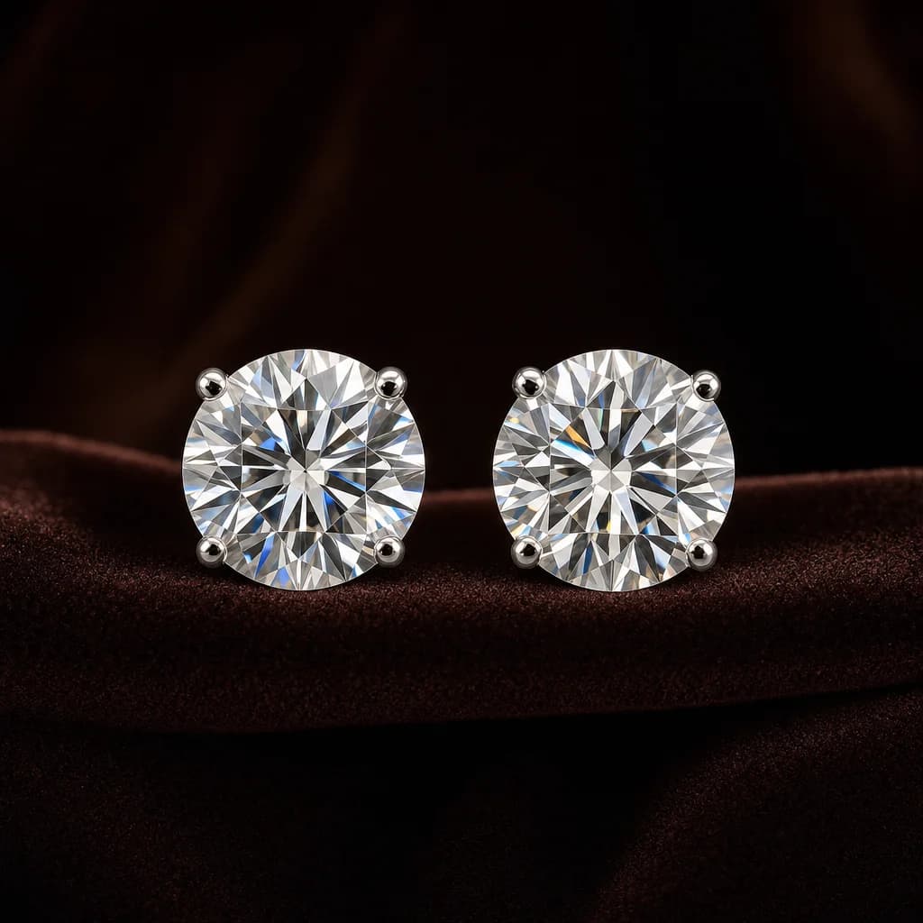 Round Brilliant Diamond Stud Earrings — 5ct 2