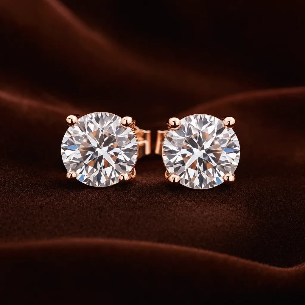 Round Brilliant Diamond Stud Earrings — 5ct 3