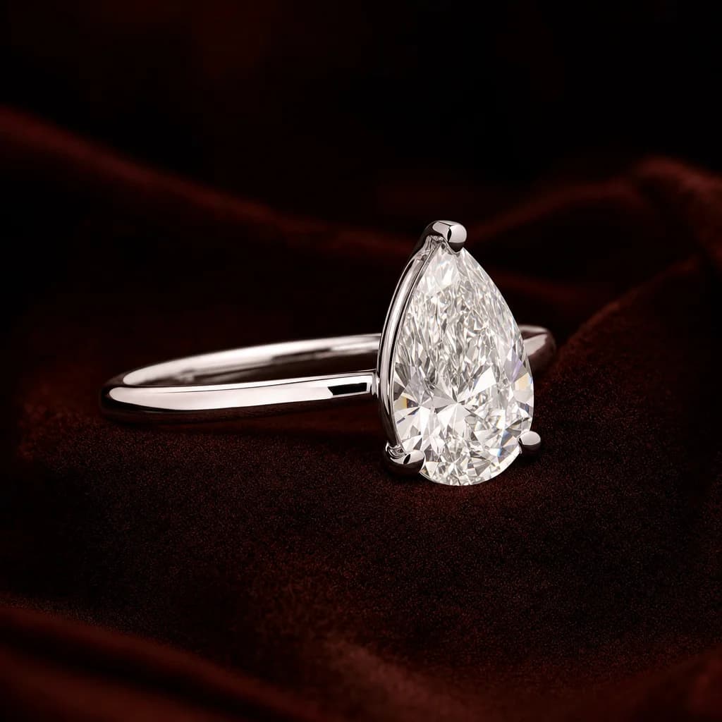 Pear Shape Diamond Solitaire Ring 1